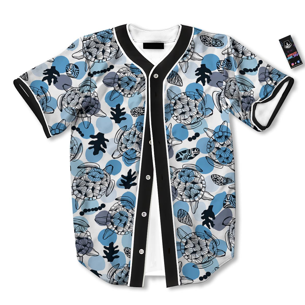 Shell Sea Turtle Print Pattern Baseball Jersey-grizzshop