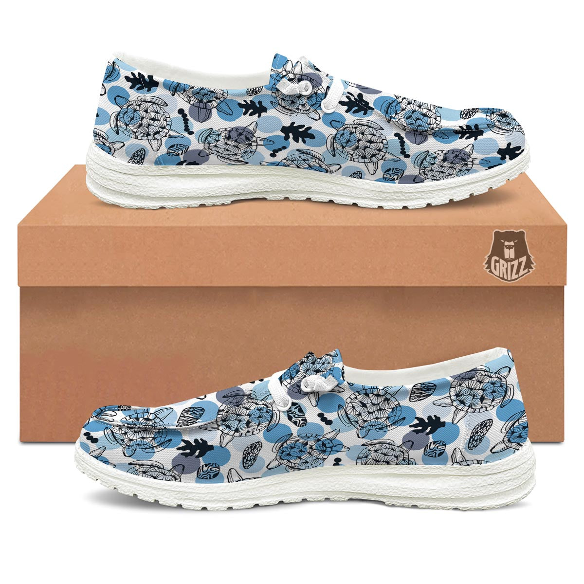 Shell Sea Turtle Print Pattern Black Loafers-grizzshop