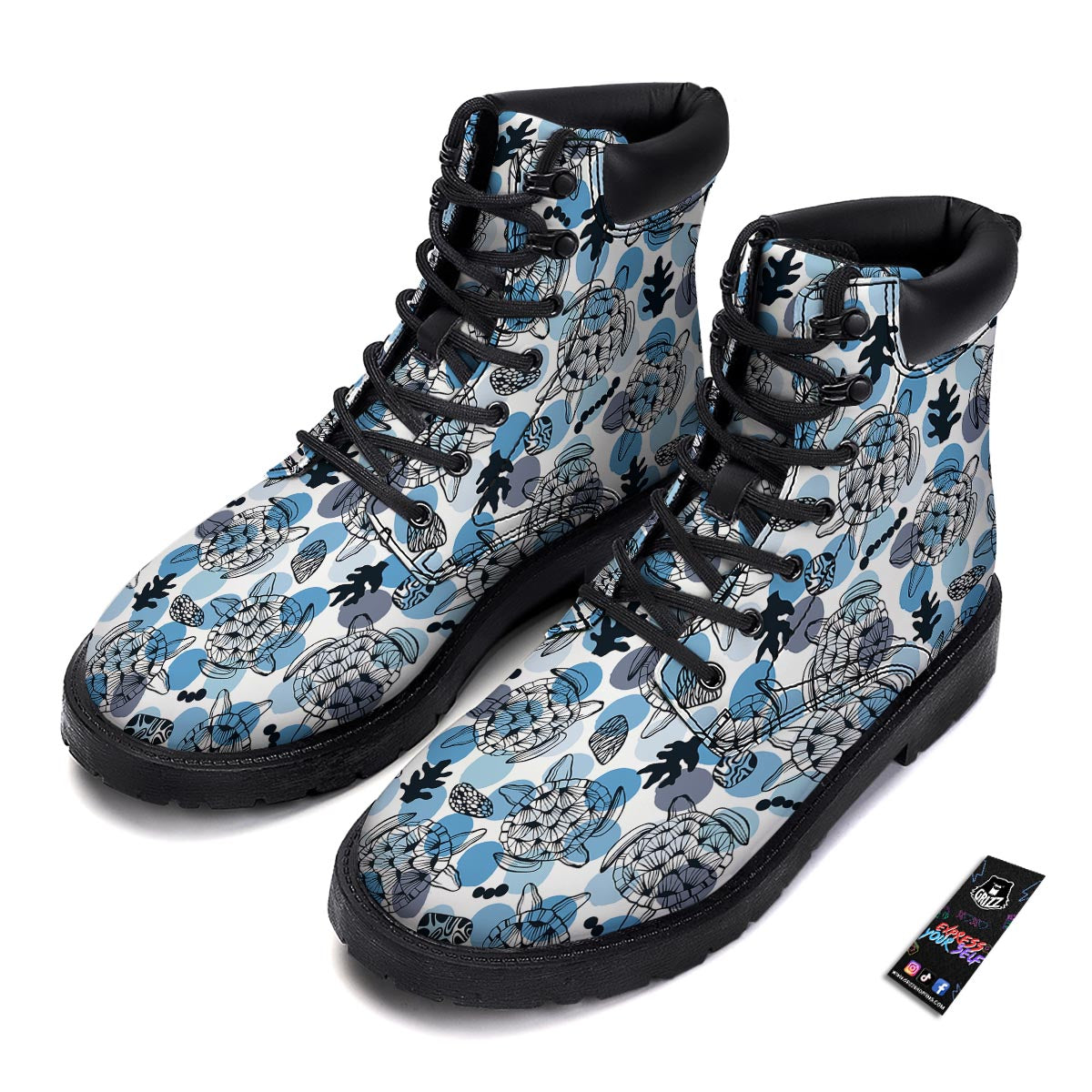Shell Sea Turtle Print Pattern Boots-grizzshop