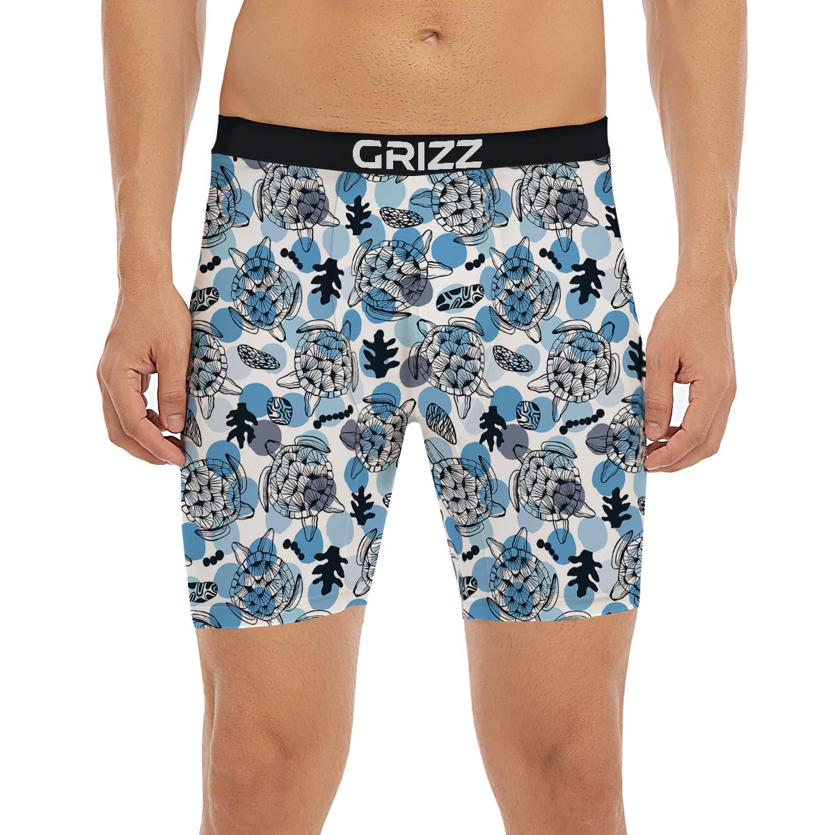 Shell Sea Turtle Print Pattern Boxer Briefs-grizzshop