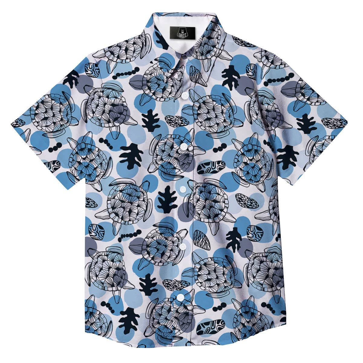 Shell Sea Turtle Print Pattern Button Up Shirt-grizzshop