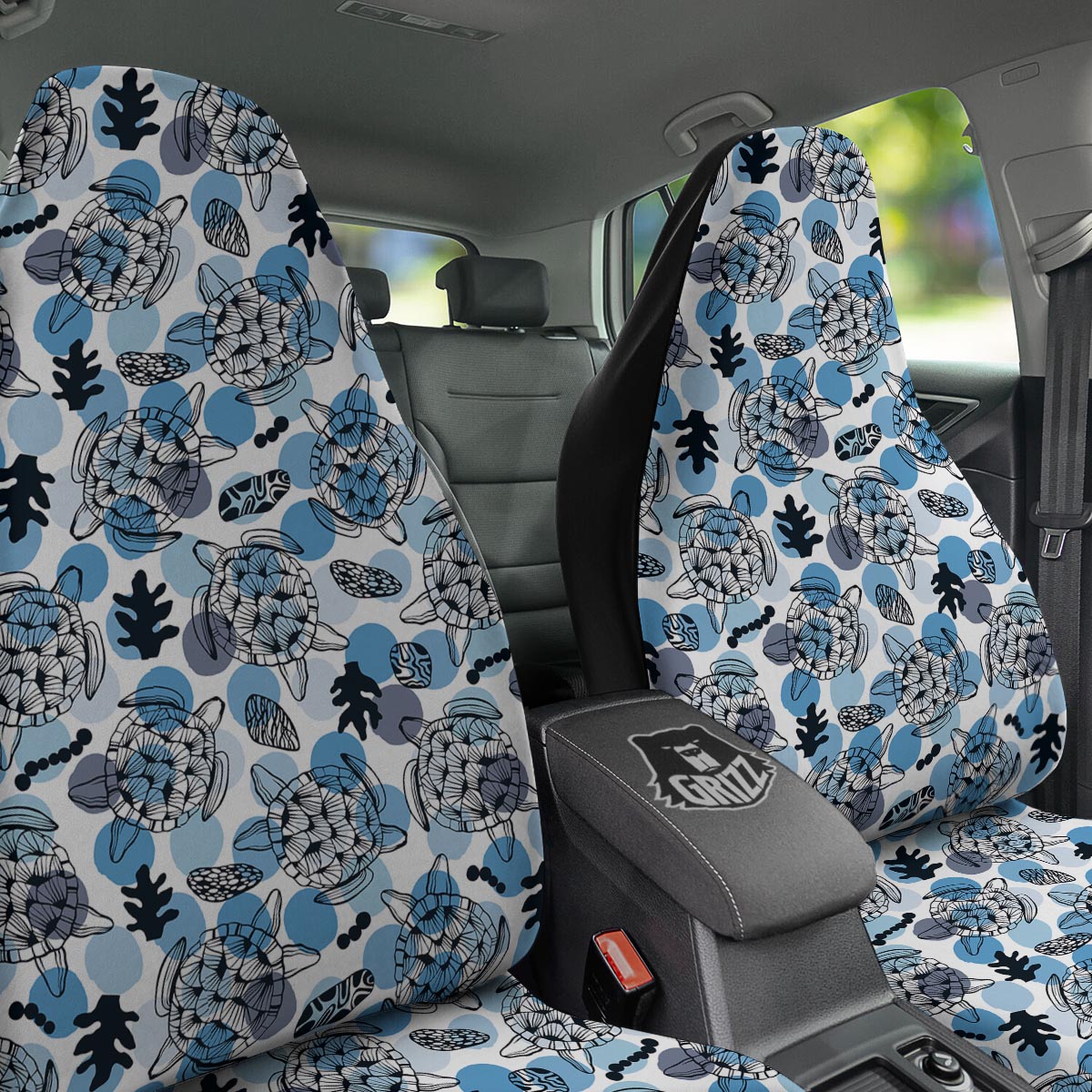 Shell Sea Turtle Print Pattern Car Seat Covers-grizzshop
