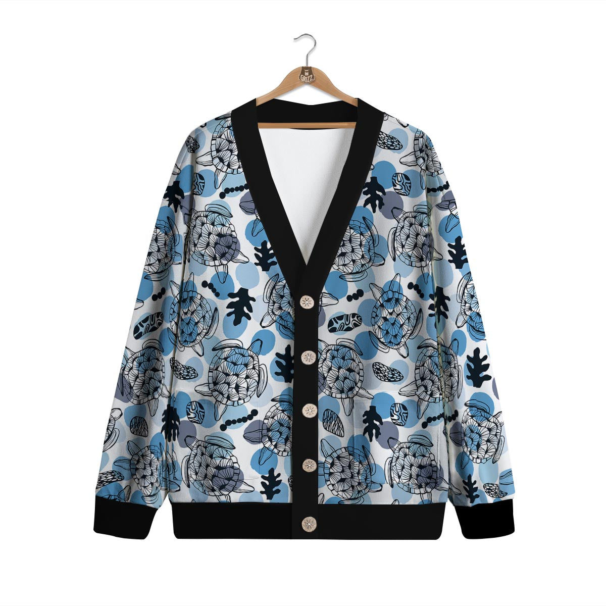 Shell Sea Turtle Print Pattern Cardigan-grizzshop