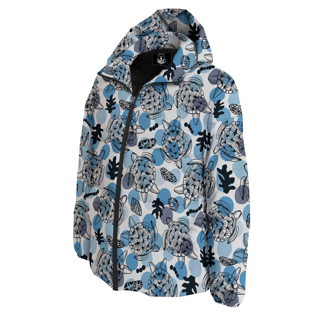 Shell Sea Turtle Print Pattern Down Jacket-grizzshop