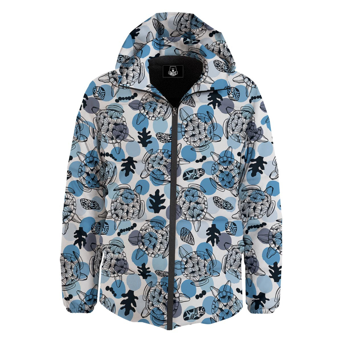 Shell Sea Turtle Print Pattern Down Jacket-grizzshop