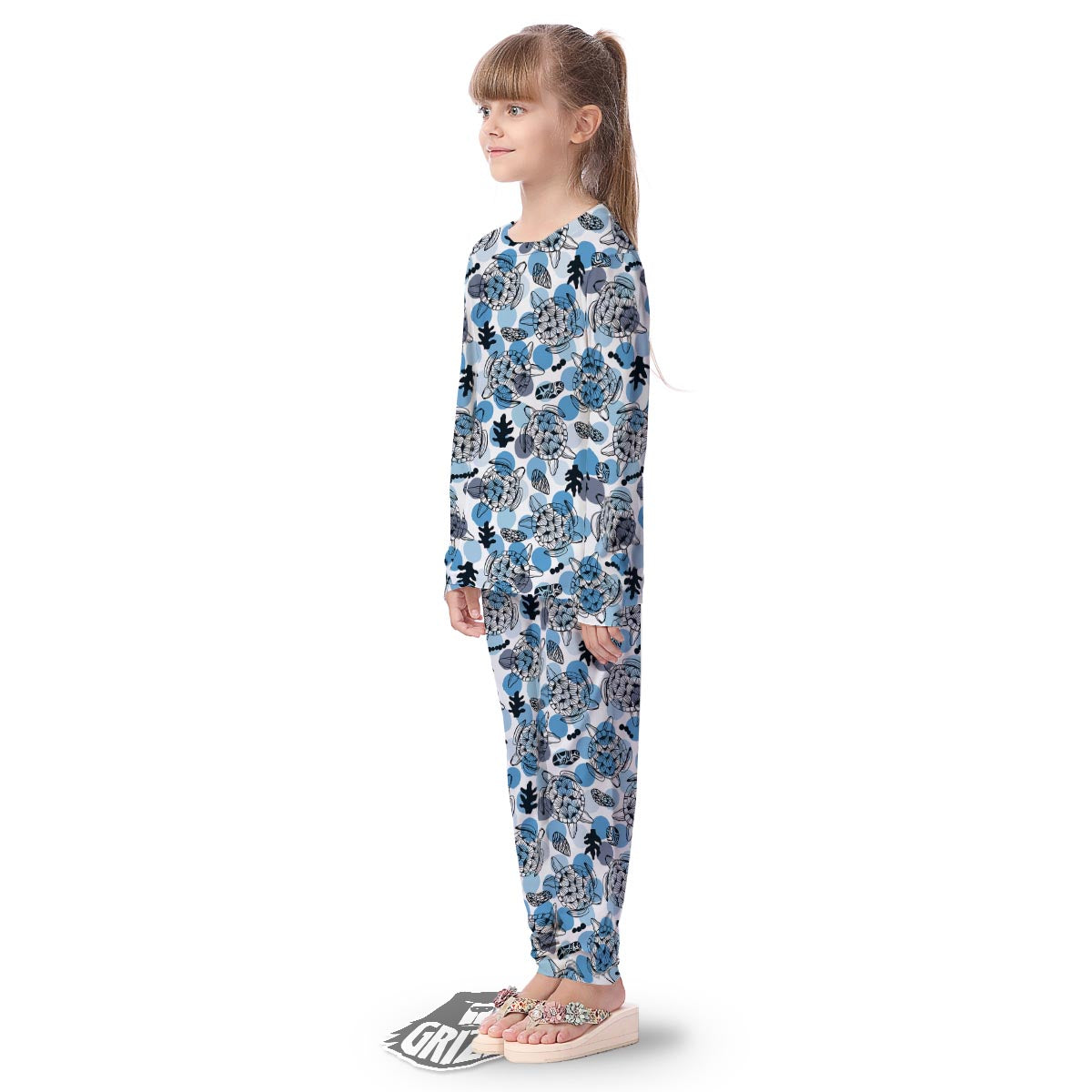 Shell Sea Turtle Print Pattern Kid's Pajamas-grizzshop