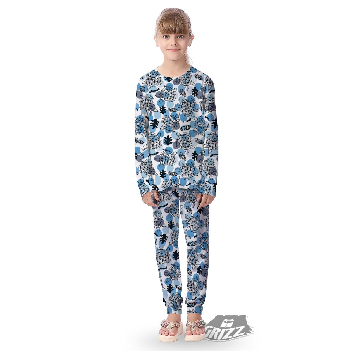 Shell Sea Turtle Print Pattern Kid's Pajamas-grizzshop