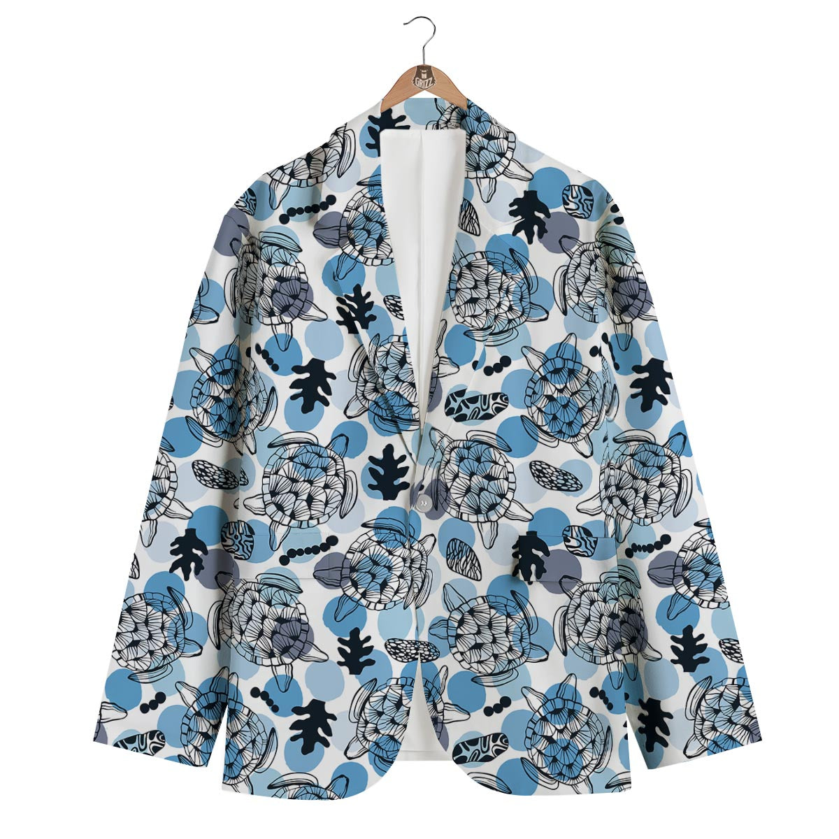 Shell Sea Turtle Print Pattern Men's Blazer-grizzshop