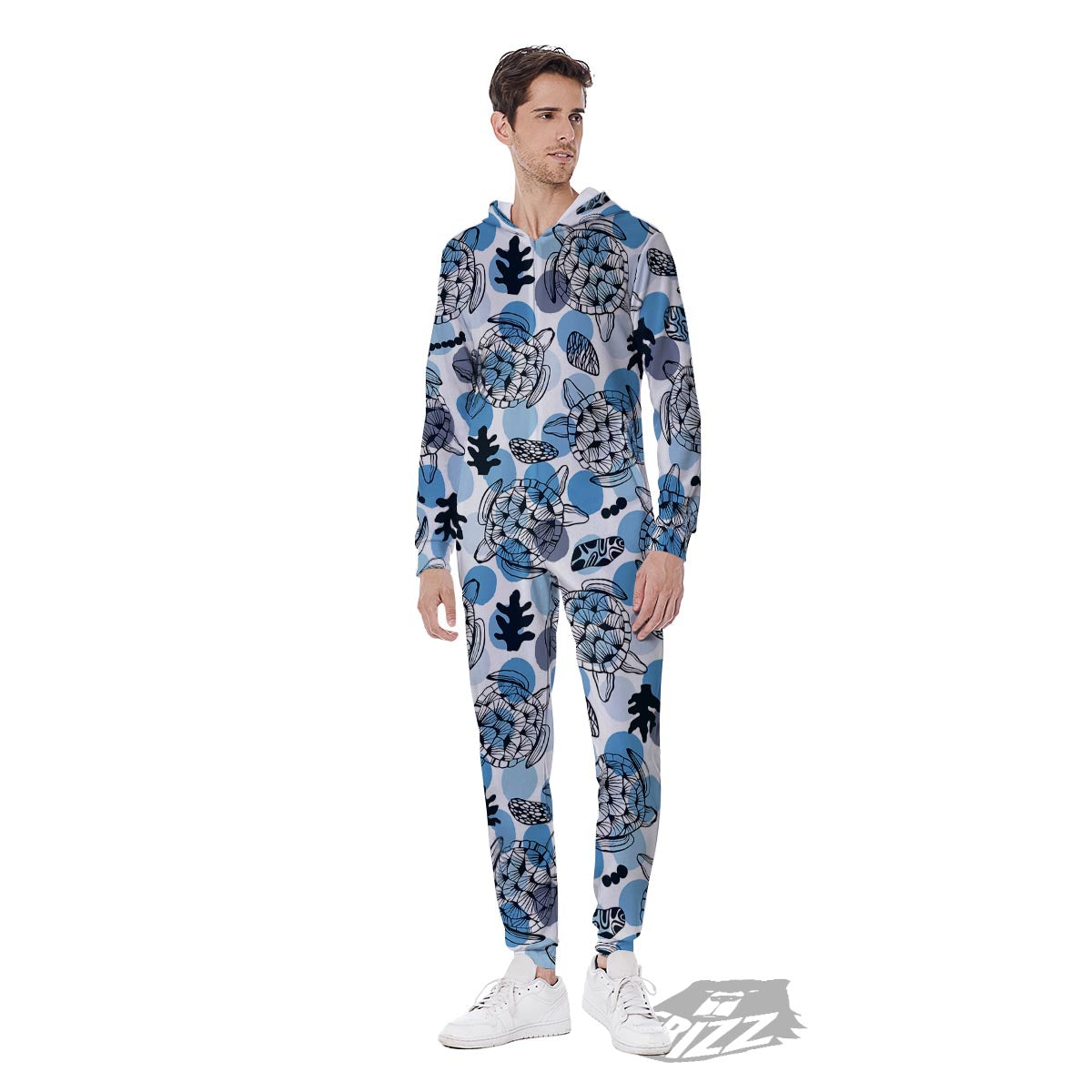 Shell Sea Turtle Print Pattern Men's Jumpsuit-grizzshop