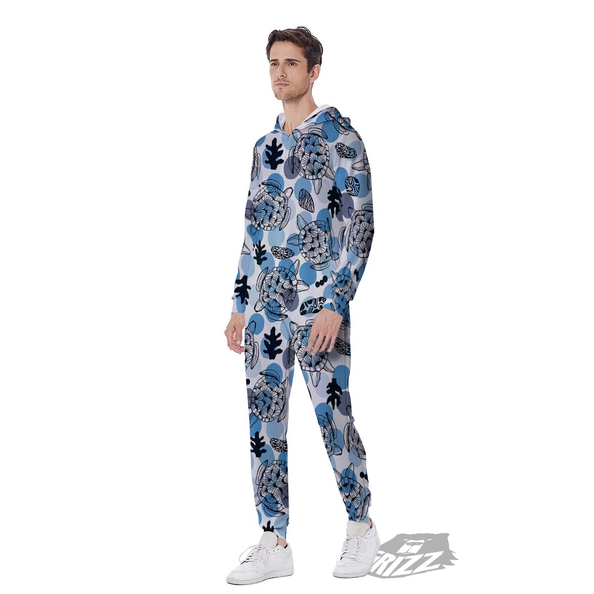 Shell Sea Turtle Print Pattern Men's Jumpsuit-grizzshop