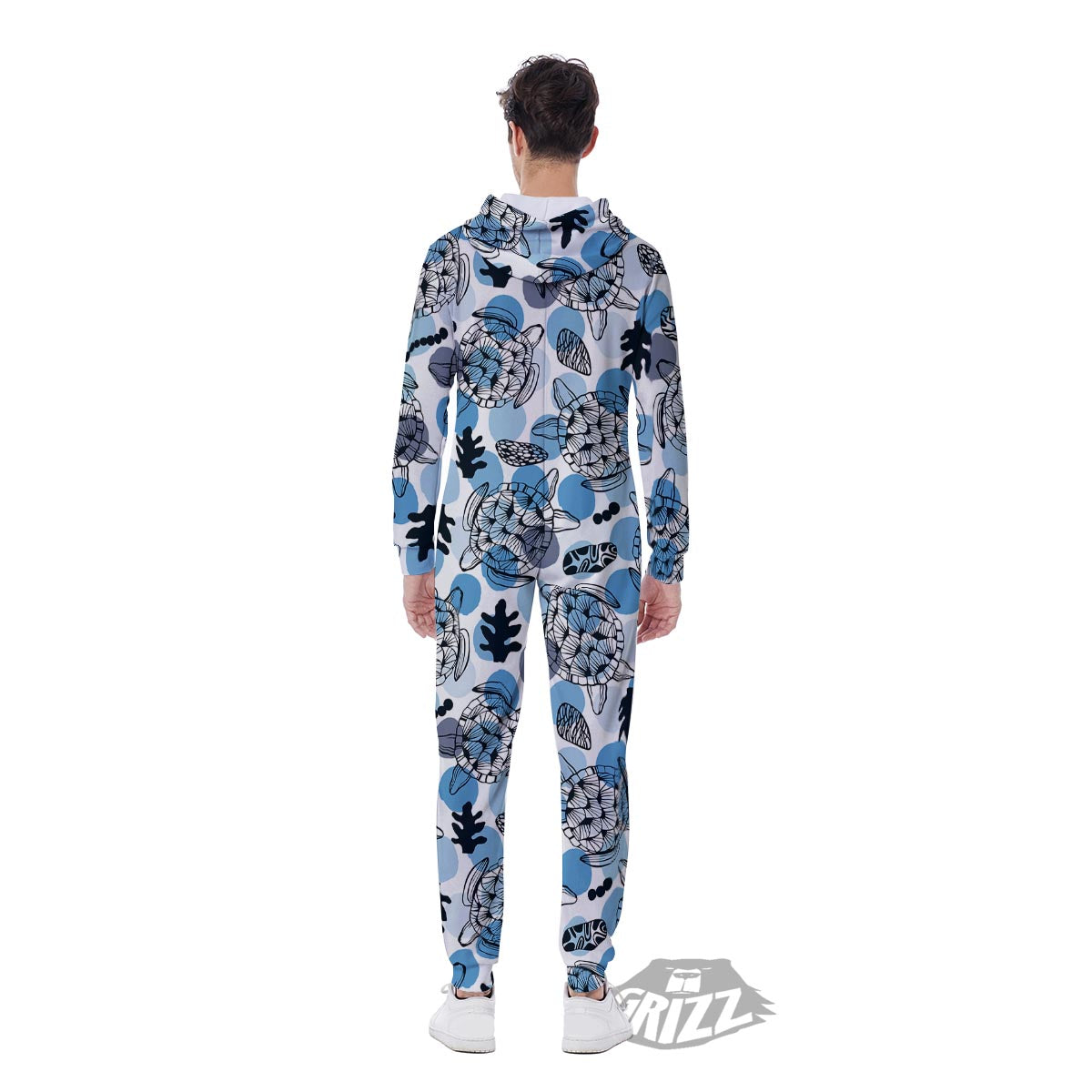 Shell Sea Turtle Print Pattern Men's Jumpsuit-grizzshop
