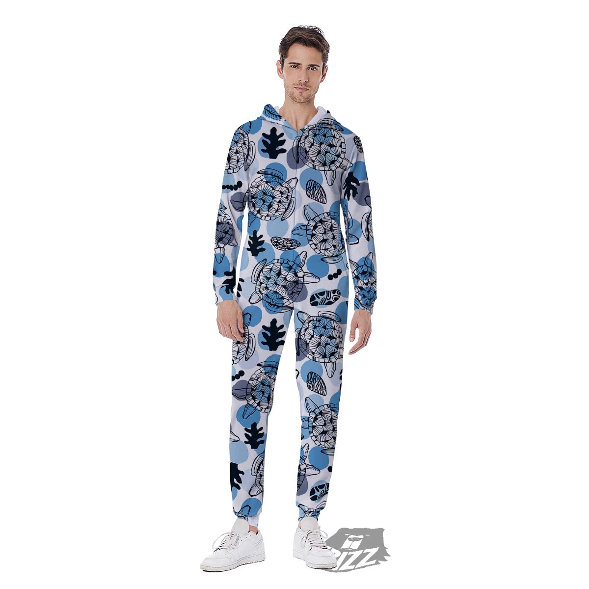 Shell Sea Turtle Print Pattern Men's Jumpsuit-grizzshop