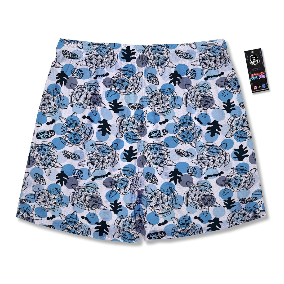 Shell Sea Turtle Print Pattern Men's Running Shorts-grizzshop