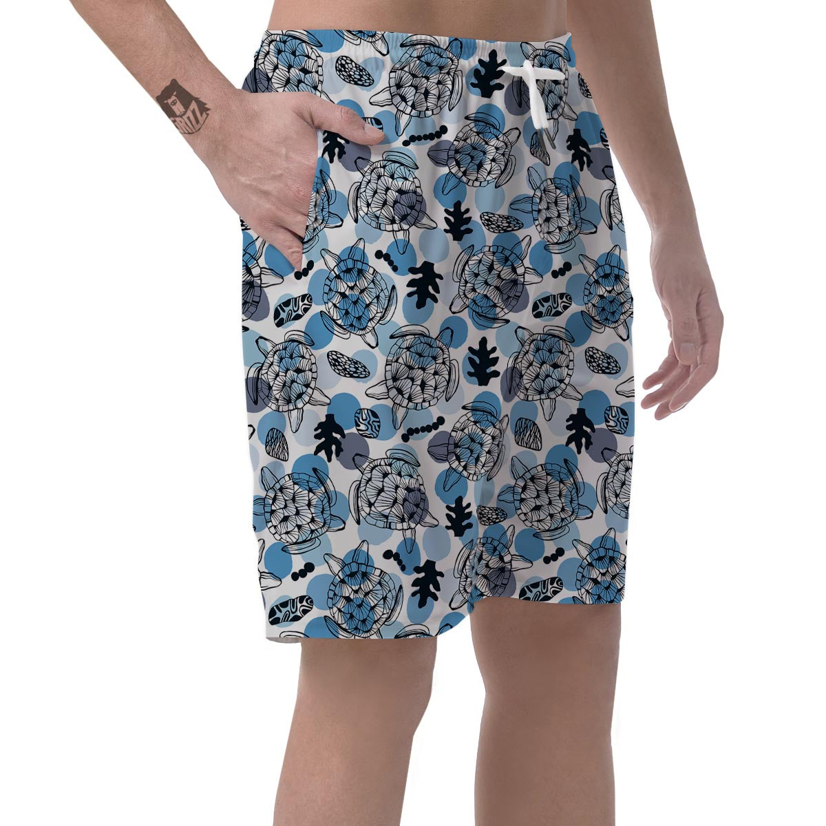 Shell Sea Turtle Print Pattern Men's Shorts-grizzshop