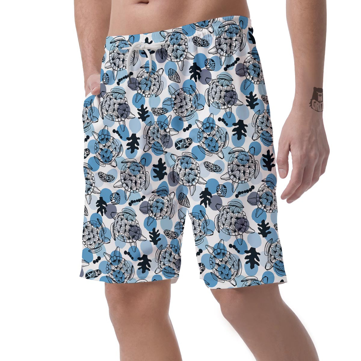 Shell Sea Turtle Print Pattern Men's Shorts-grizzshop