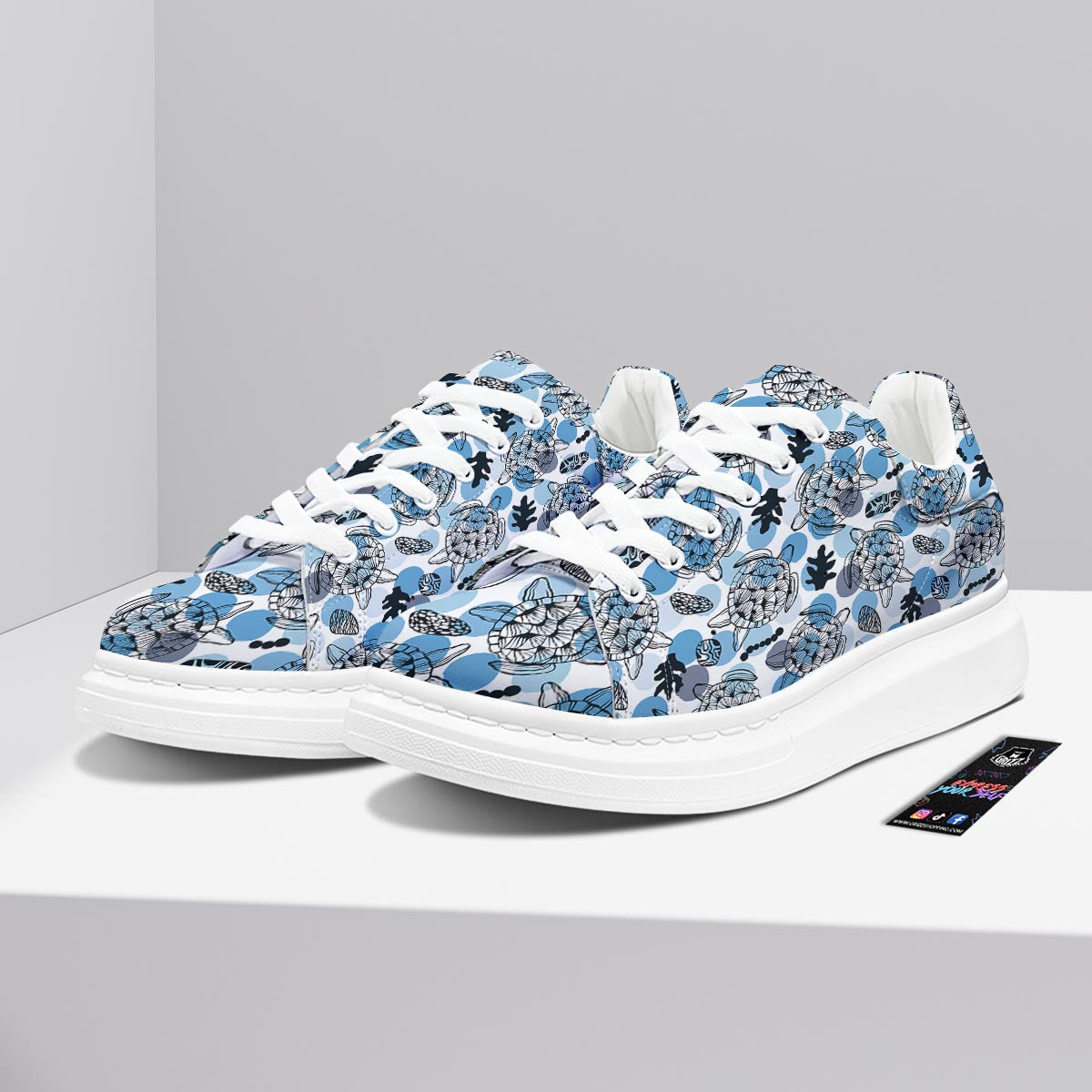 Shell Sea Turtle Print Pattern Platform Shoes-grizzshop