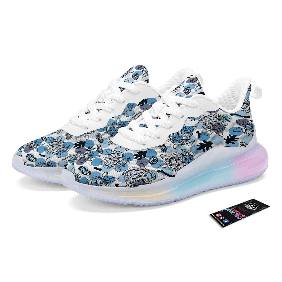 Shell Sea Turtle Print Pattern Running Sneakers-grizzshop