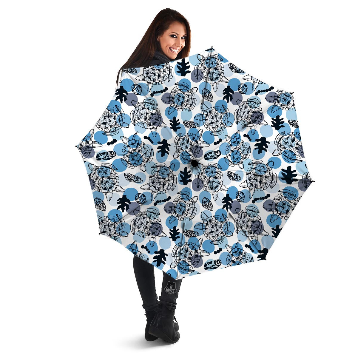 Shell Sea Turtle Print Pattern Umbrella-grizzshop