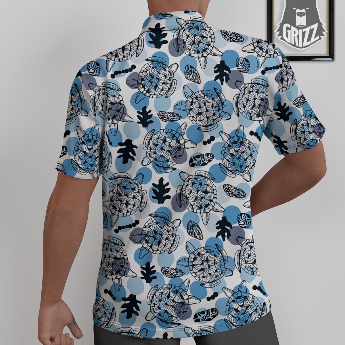 Shell Sea Turtle Print Pattern Untucked Shirts-grizzshop