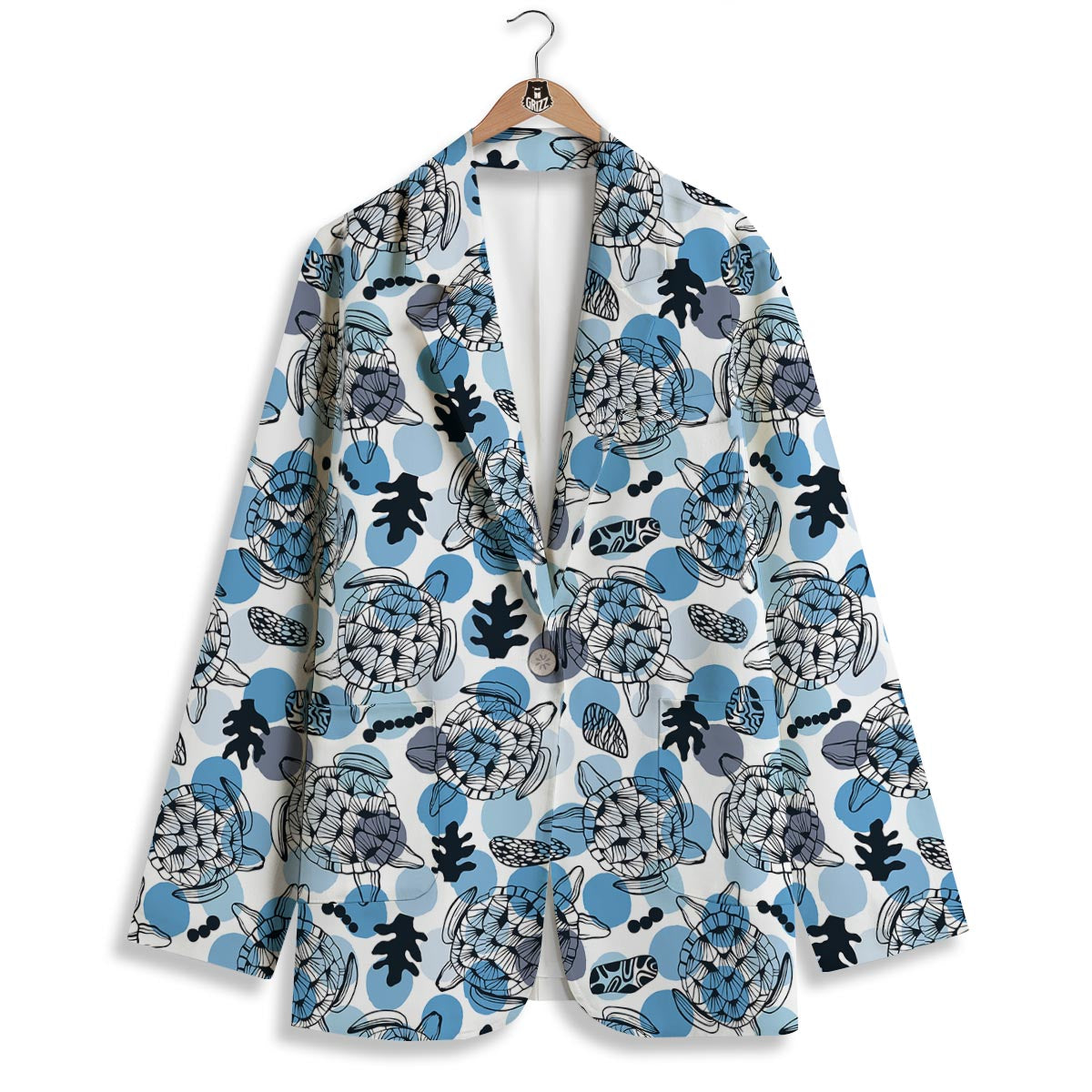 Shell Sea Turtle Print Pattern Women's Blazer-grizzshop