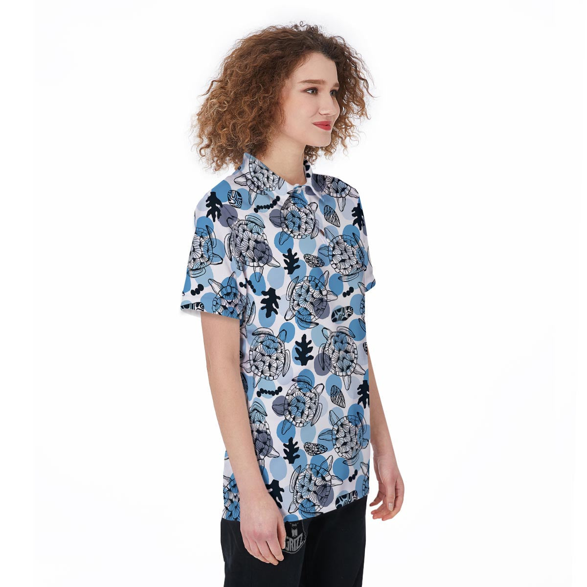 Shell Sea Turtle Print Pattern Women's Golf Shirts-grizzshop