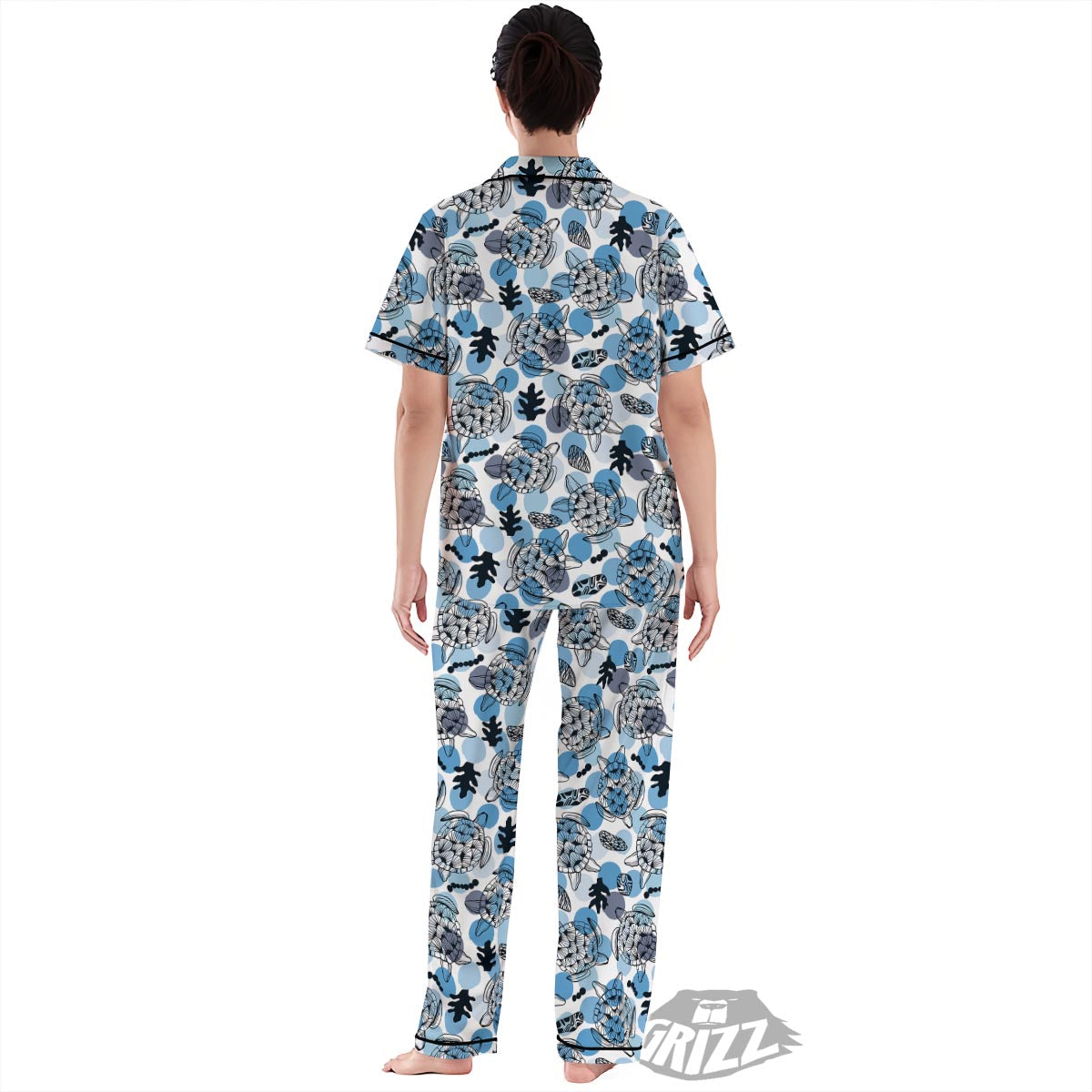 Shell Sea Turtle Print Pattern Women's Pajamas Set-grizzshop