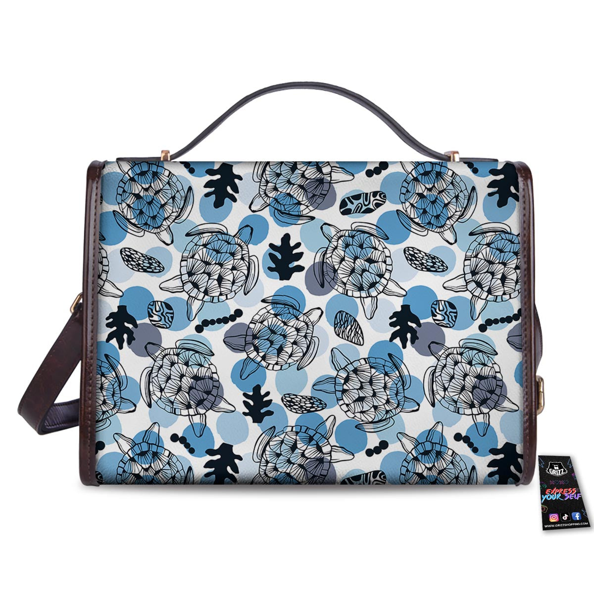 Shell Sea Turtle Print Pattern Women's Satchel Bag-grizzshop