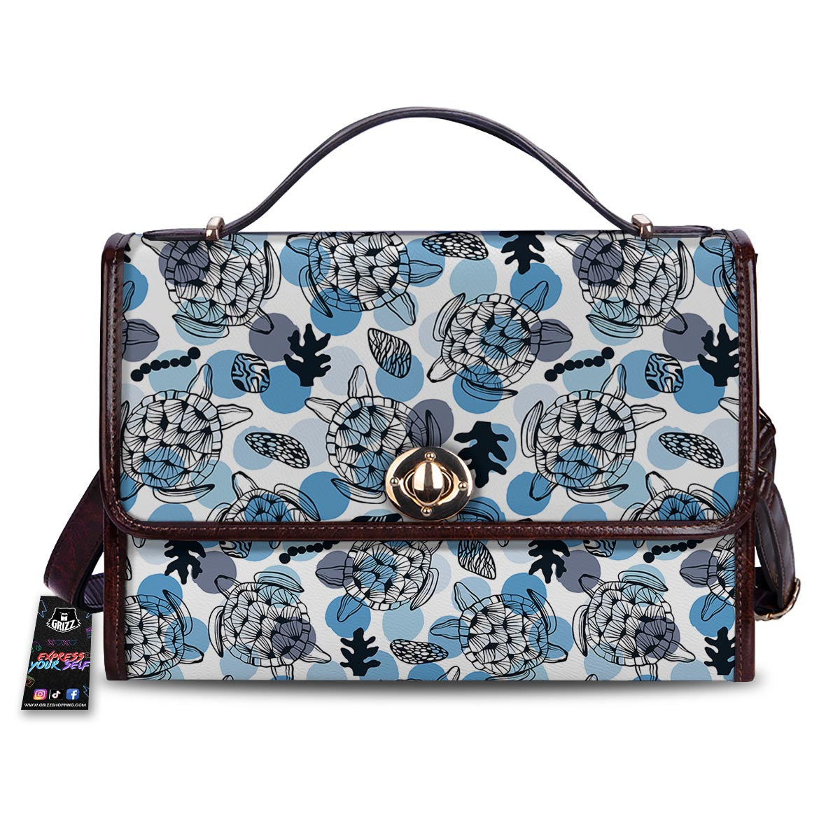 Shell Sea Turtle Print Pattern Women's Satchel Bag-grizzshop