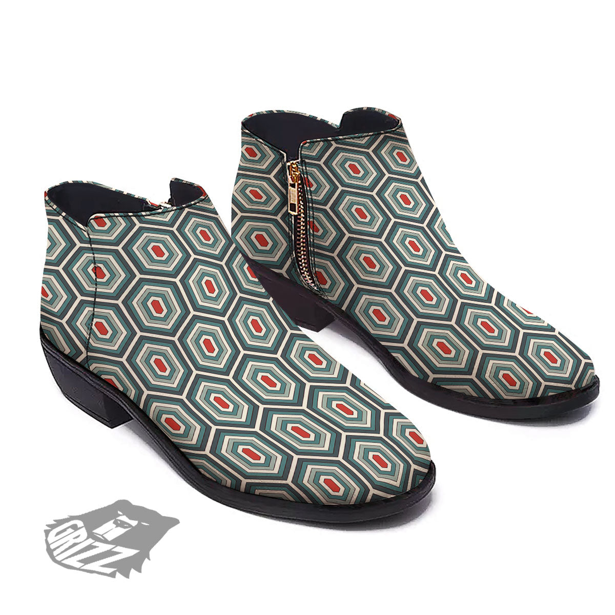 Shell Turtle Print Pattern Ankle Boots-grizzshop