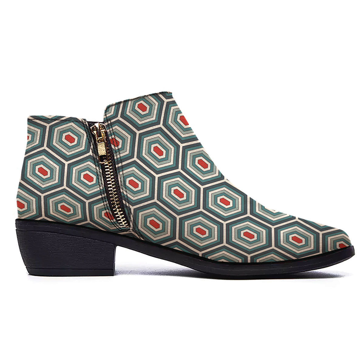 Shell Turtle Print Pattern Ankle Boots-grizzshop