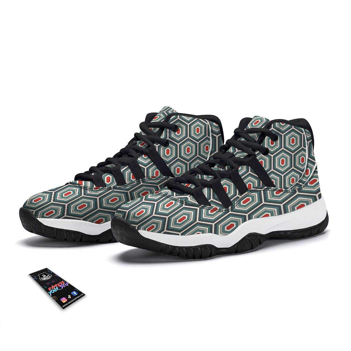 Shell Turtle Print Pattern Black Bball Shoes-grizzshop