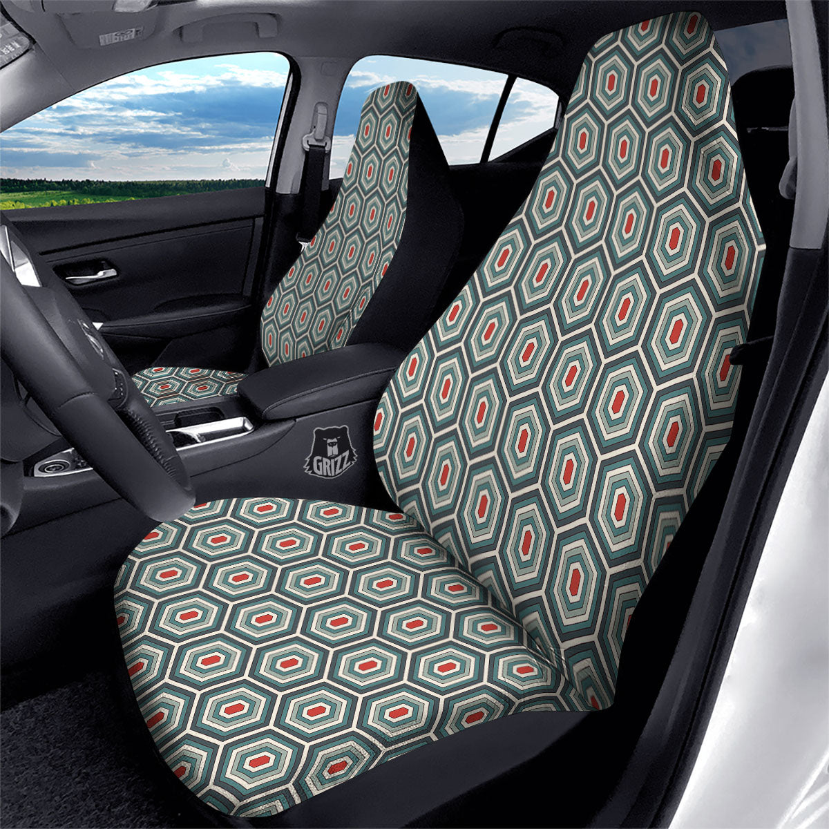 Shell Turtle Print Pattern Car Seat Covers-grizzshop