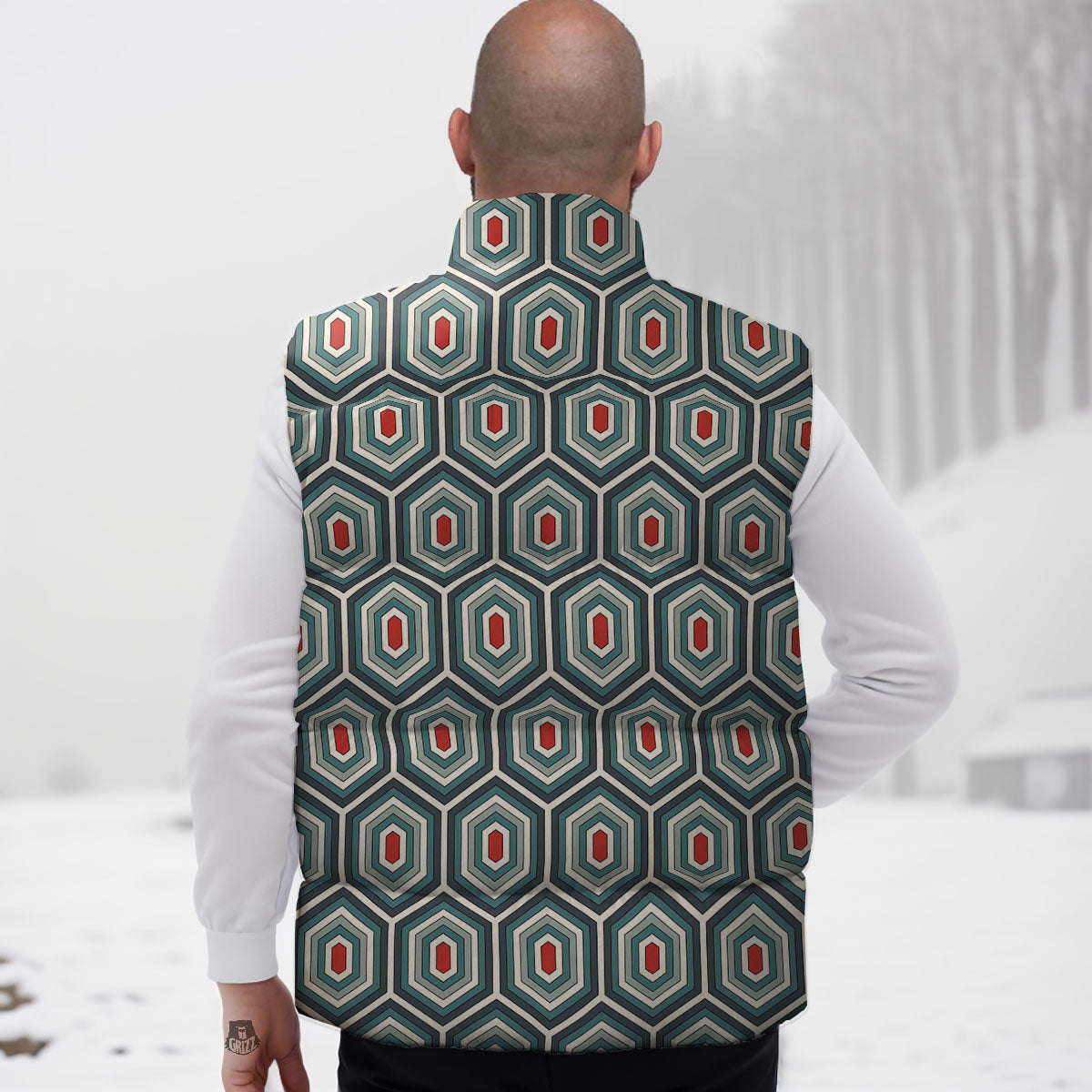 Shell Turtle Print Pattern Down Vest-grizzshop