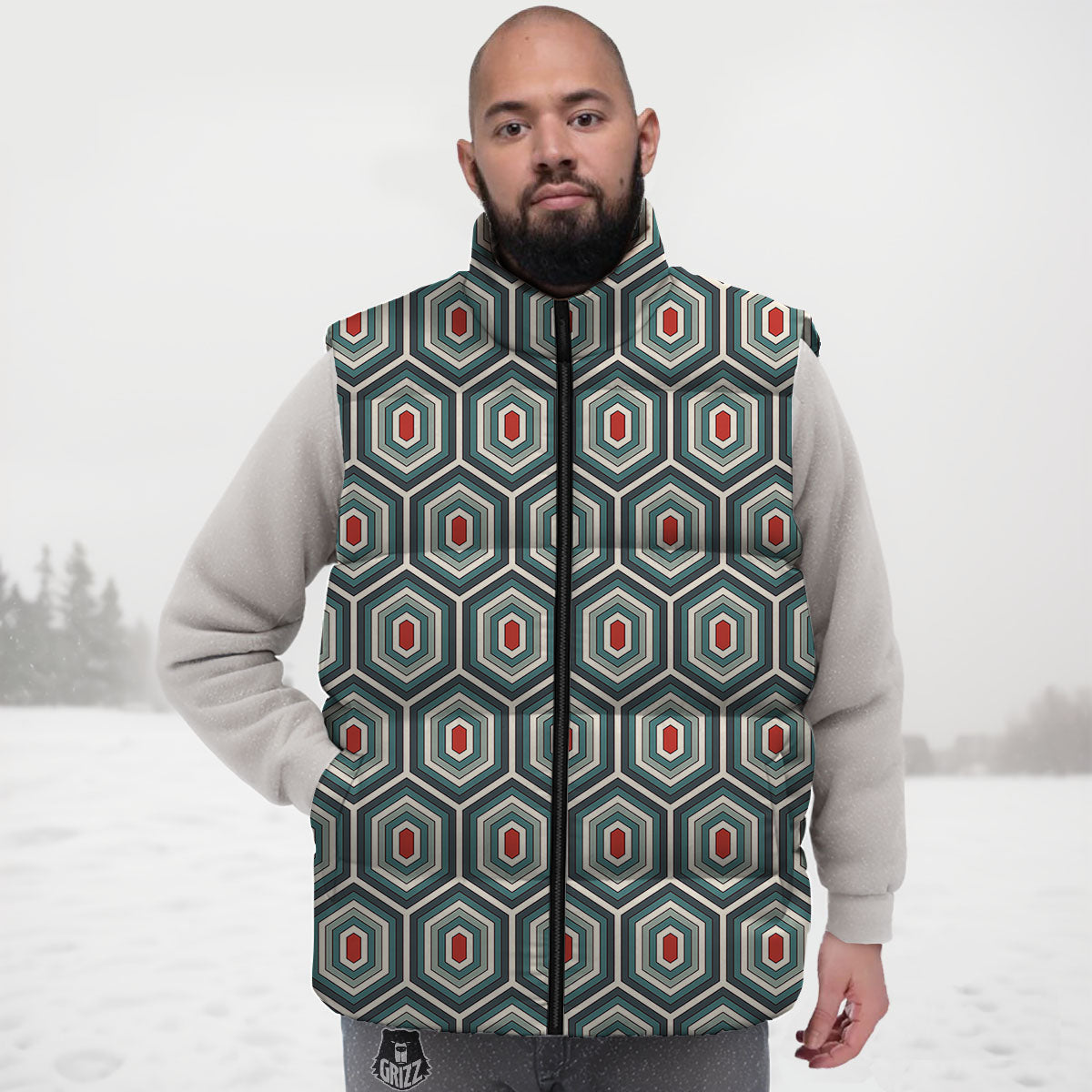 Shell Turtle Print Pattern Down Vest-grizzshop