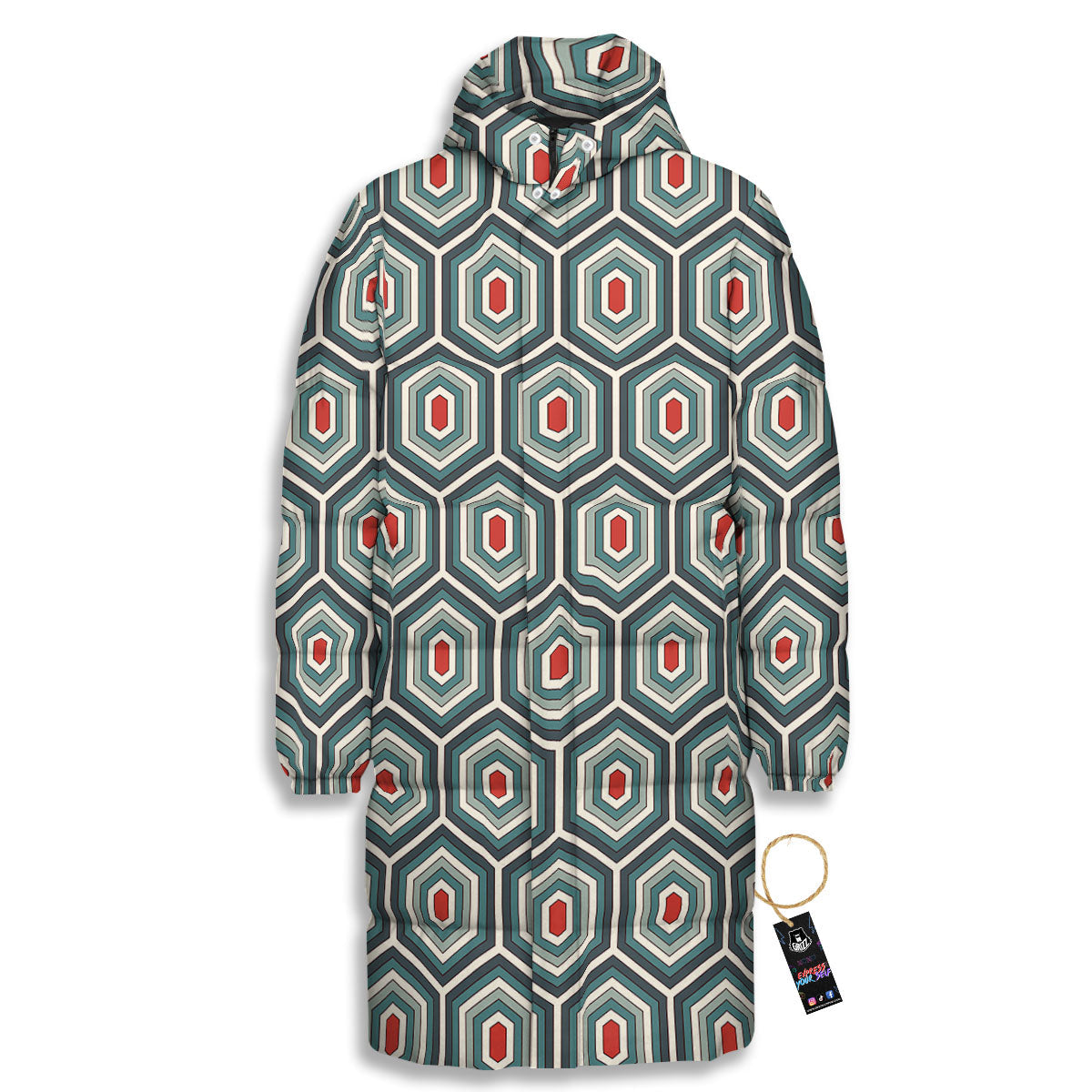 Shell Turtle Print Pattern Long Down Jacket-grizzshop