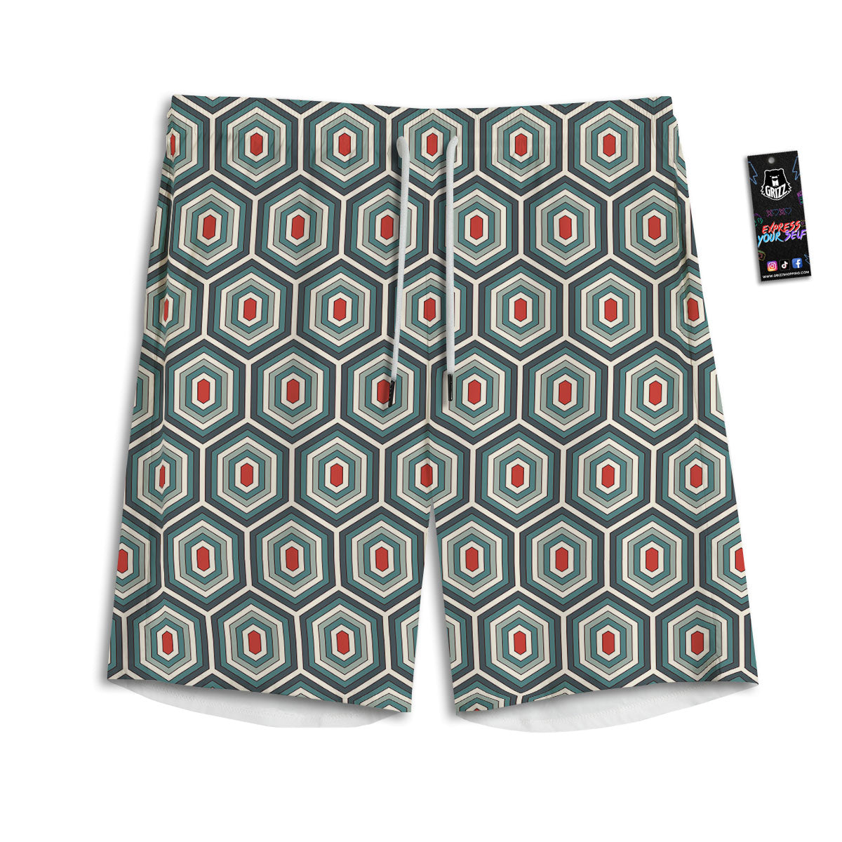 Shell Turtle Print Pattern Men's Athletic Shorts-grizzshop