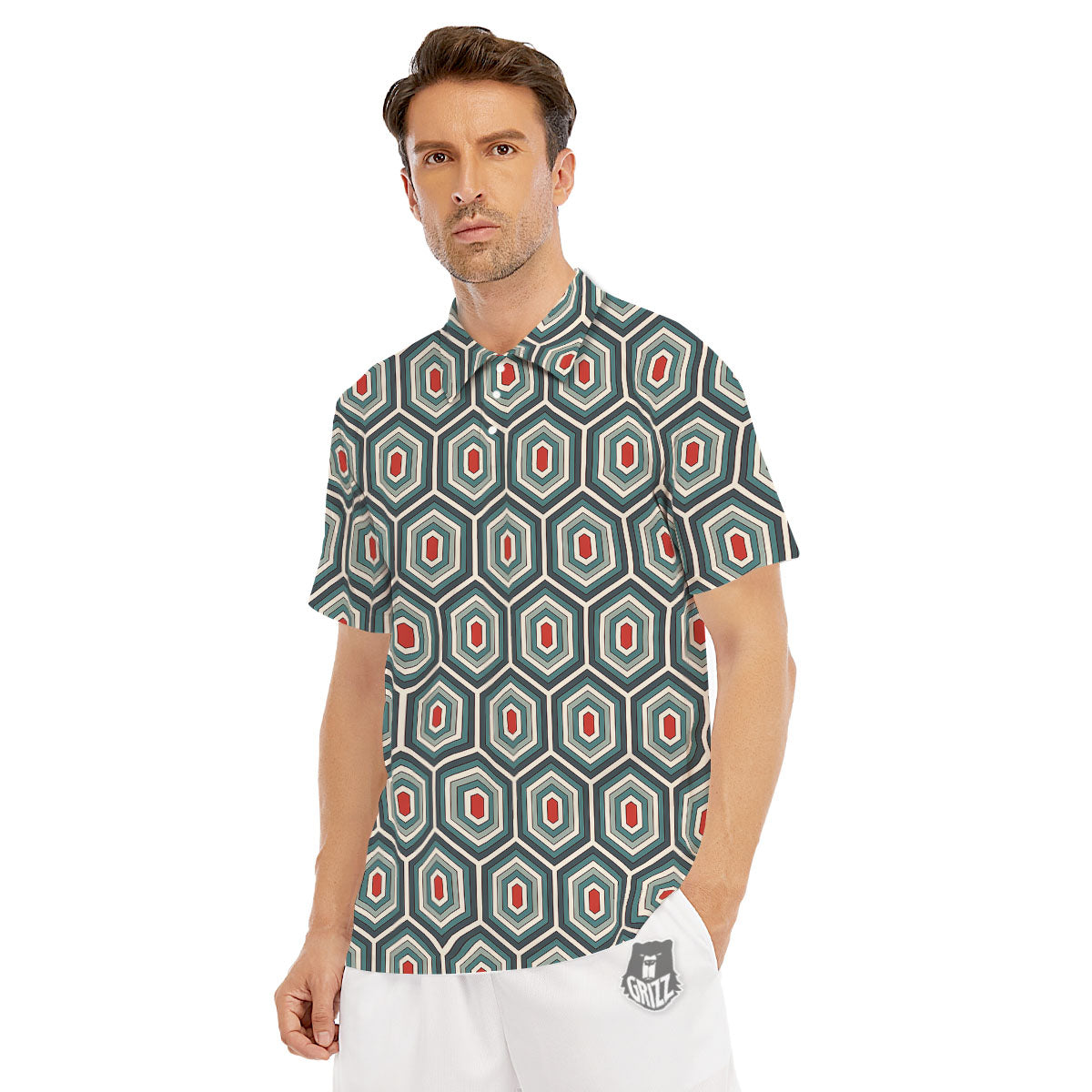 Shell Turtle Print Pattern Men's Golf Shirts-grizzshop