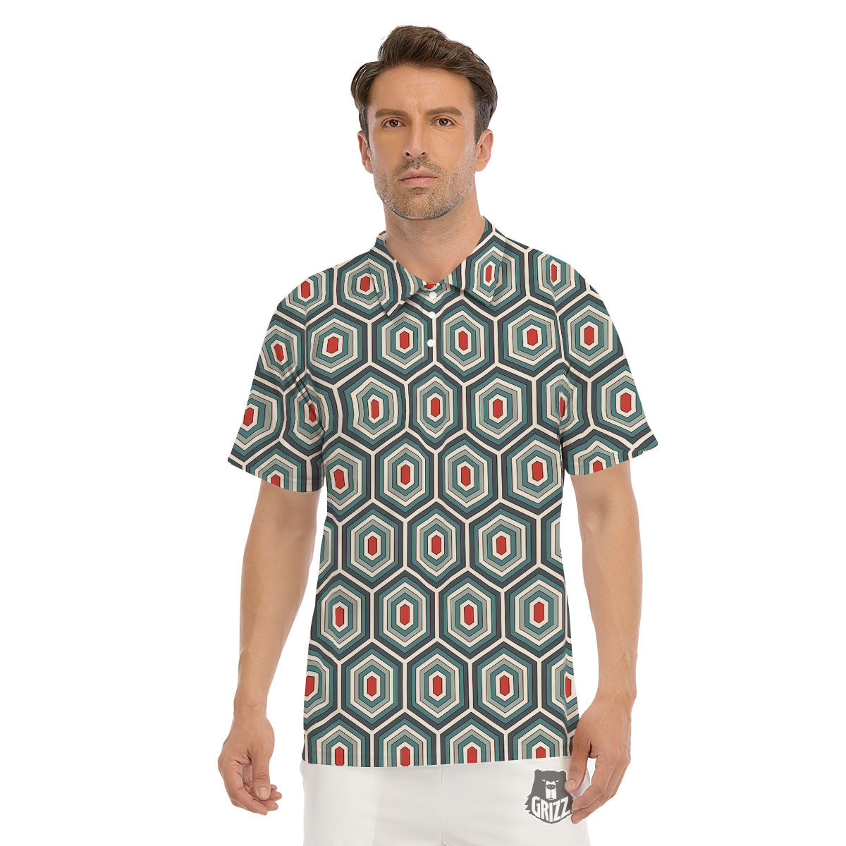 Shell Turtle Print Pattern Men's Golf Shirts-grizzshop