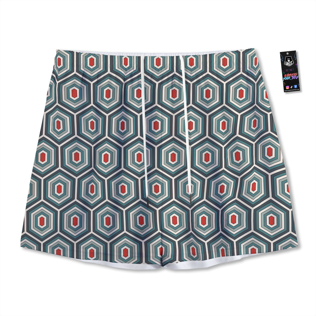 Shell Turtle Print Pattern Mesh Shorts-grizzshop