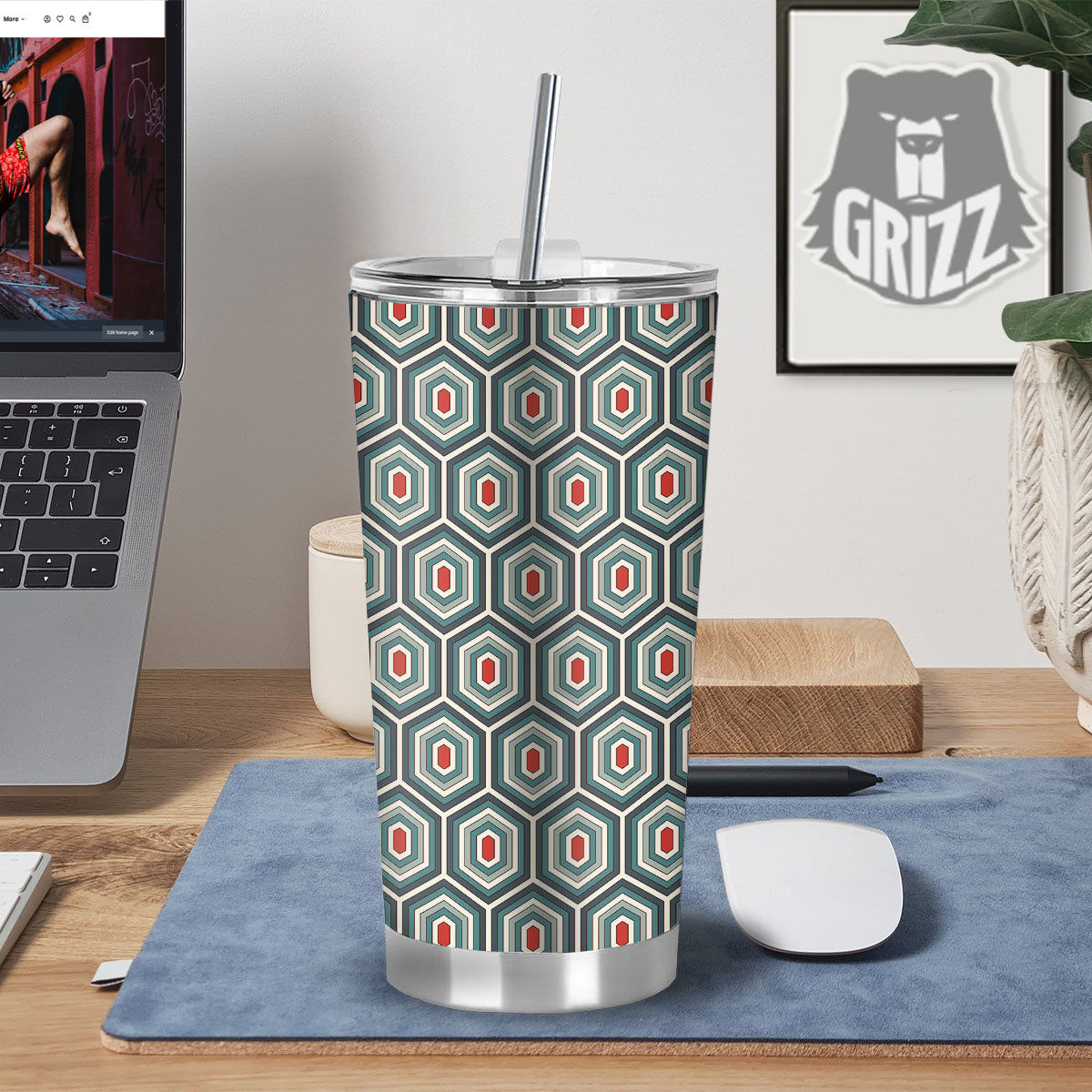 Shell Turtle Print Pattern Tumbler-grizzshop
