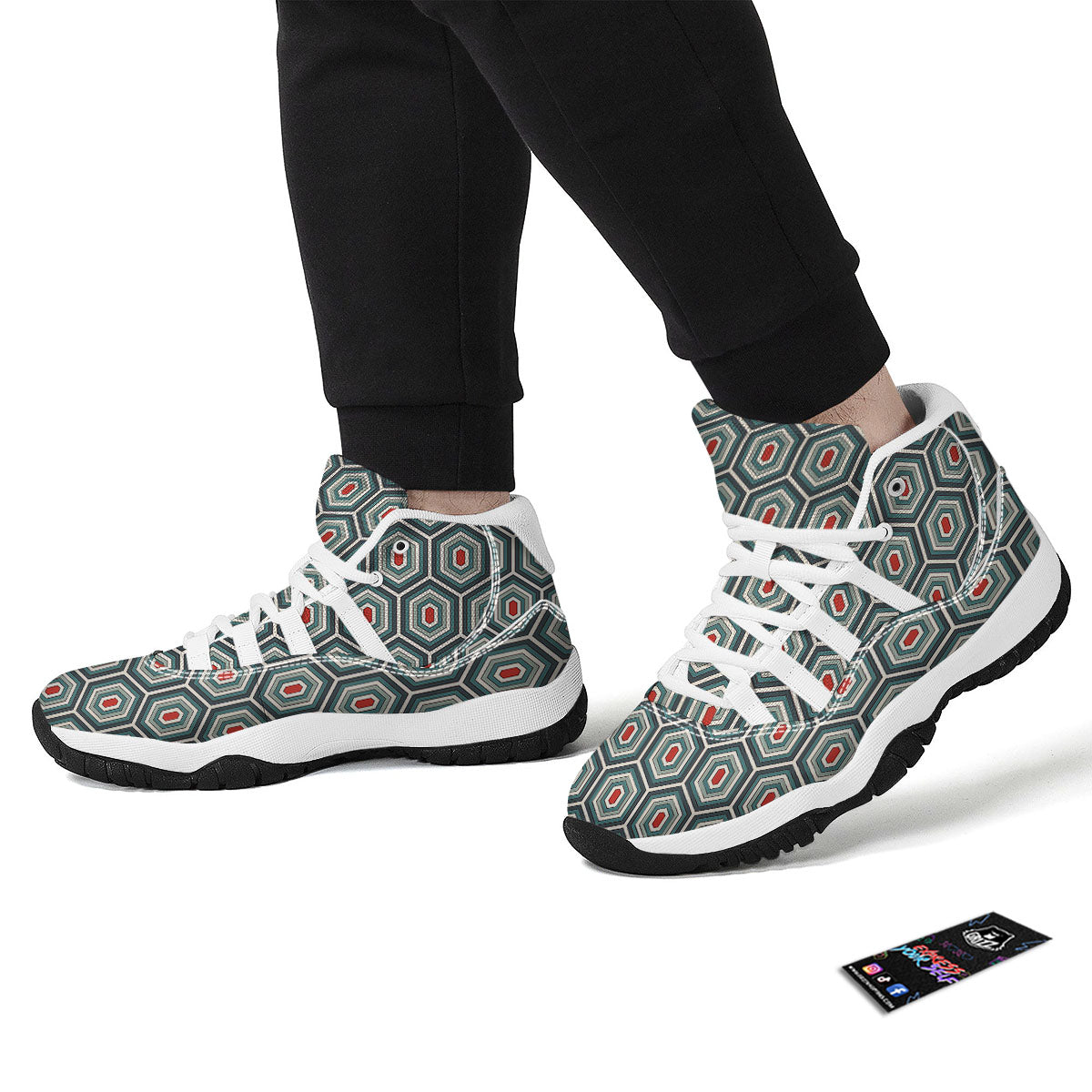 Shell Turtle Print Pattern White Bball Shoes-grizzshop