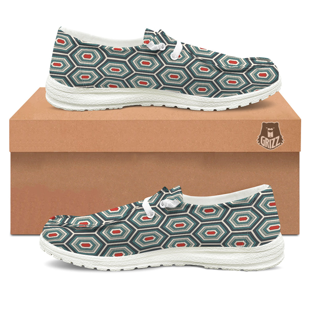 Shell Turtle Print Pattern White Loafers-grizzshop