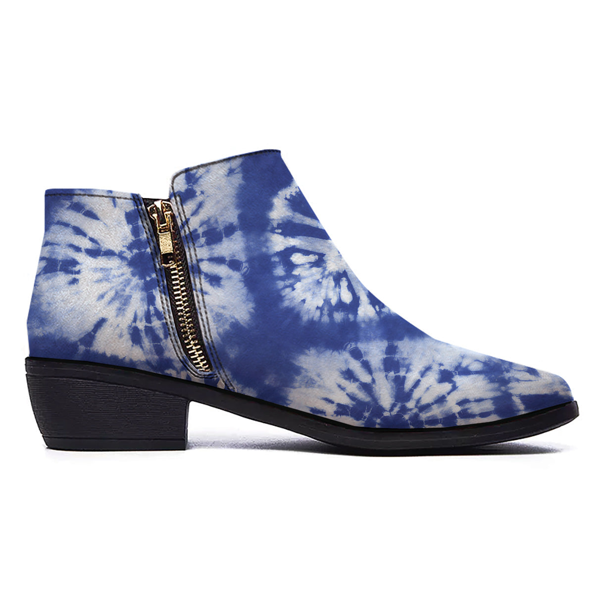 Shibori Blue Print Ankle Boots-grizzshop