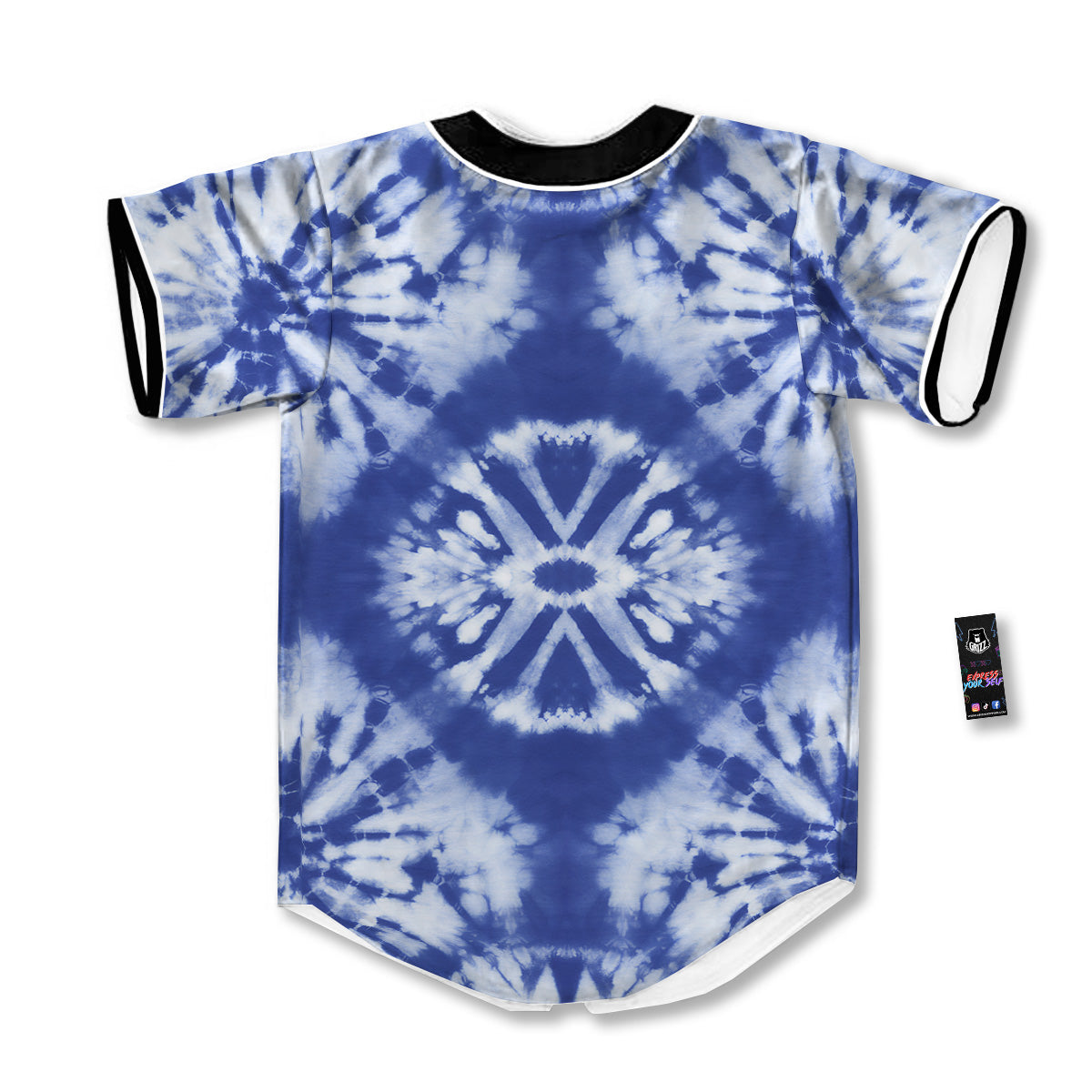 Shibori Blue Print Baseball Jersey-grizzshop