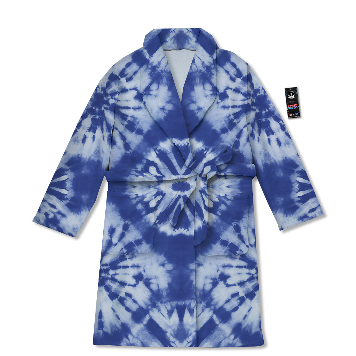Shibori Blue Print Bathrobe-grizzshop