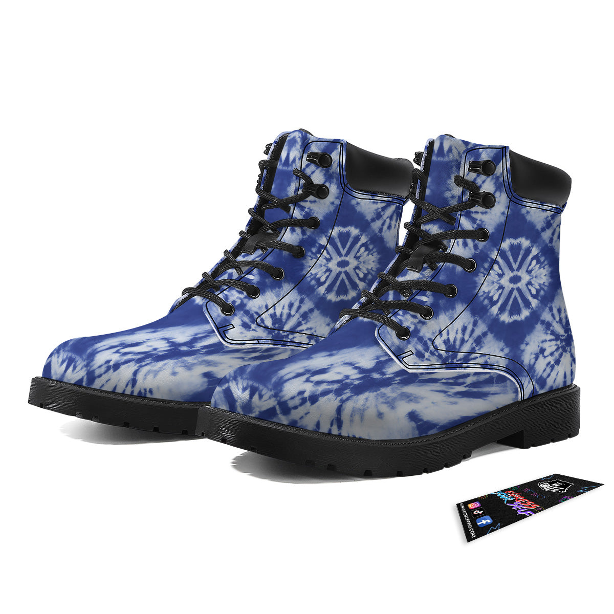 Shibori Blue Print Boots-grizzshop