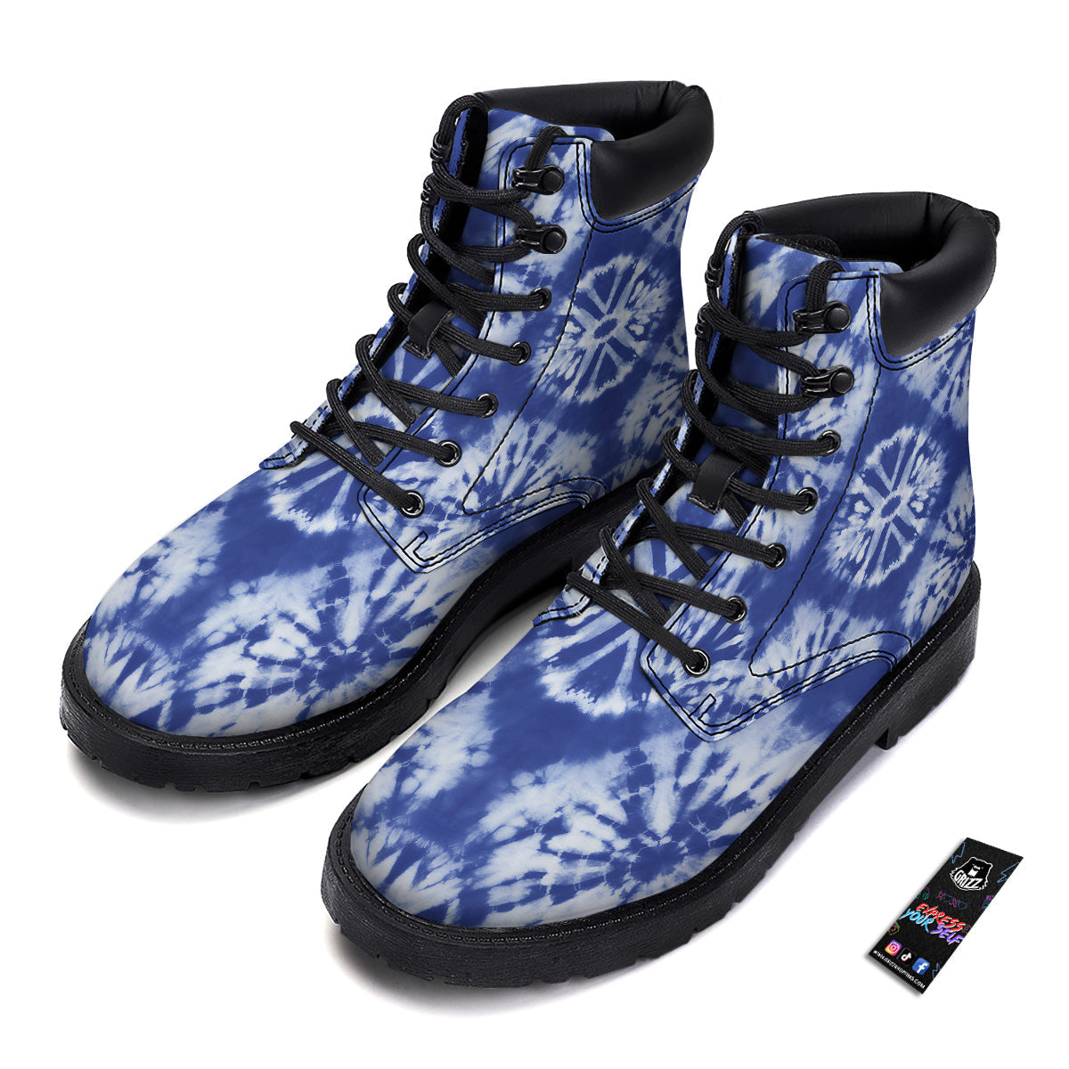 Shibori Blue Print Boots-grizzshop