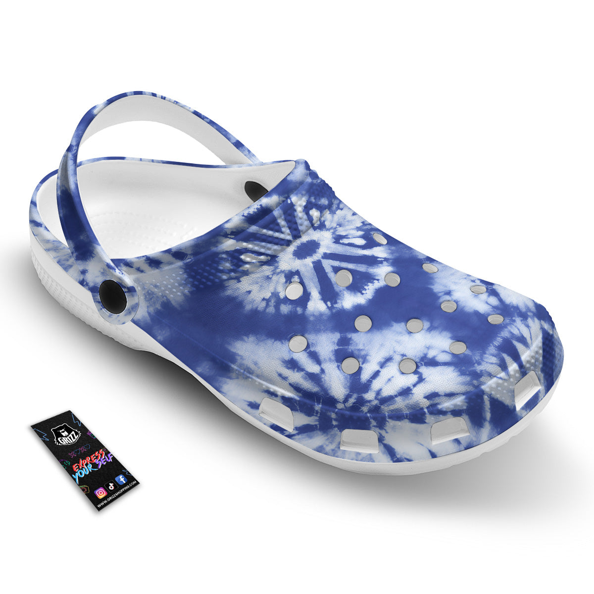 Shibori Blue Print Clog-grizzshop