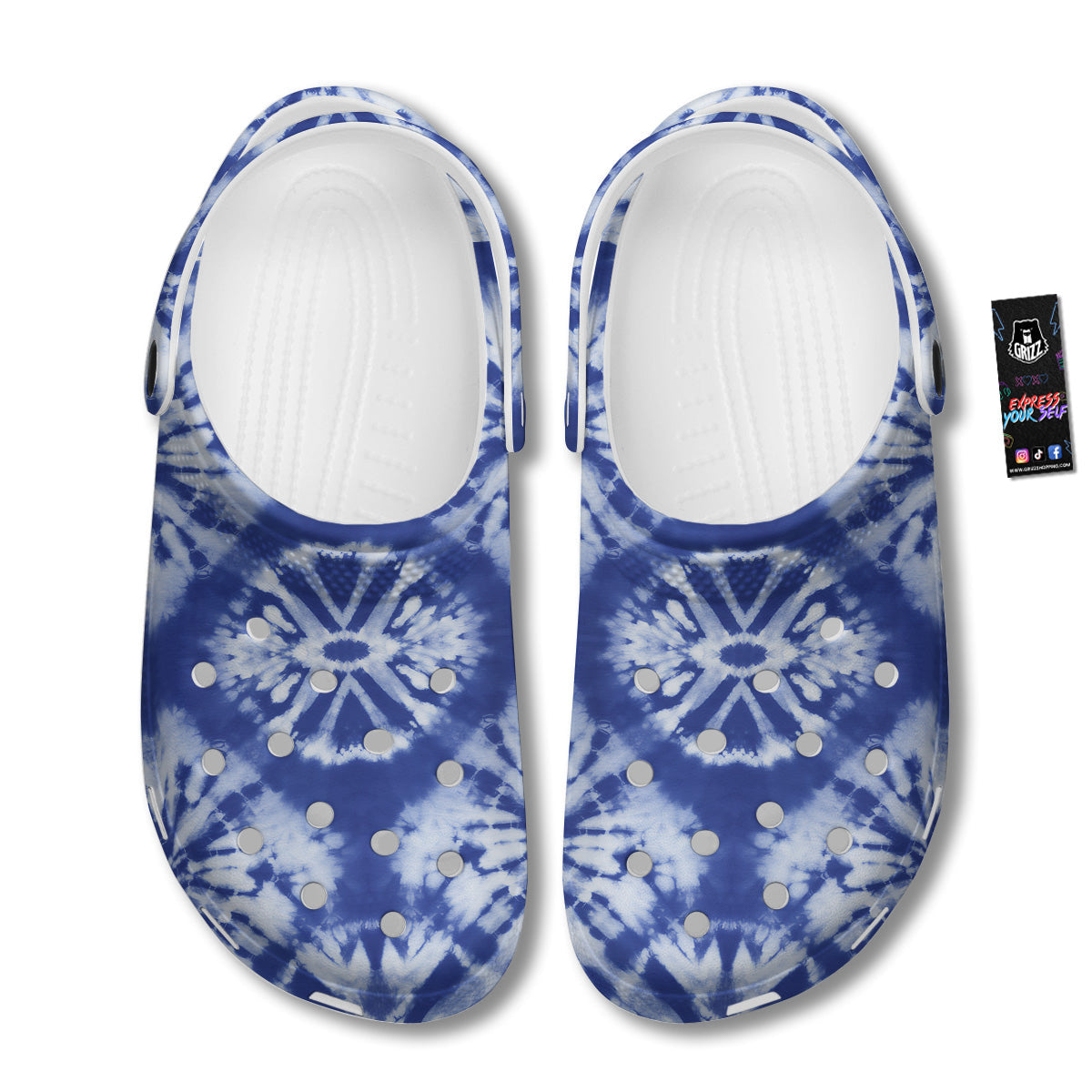 Shibori Blue Print Clog-grizzshop