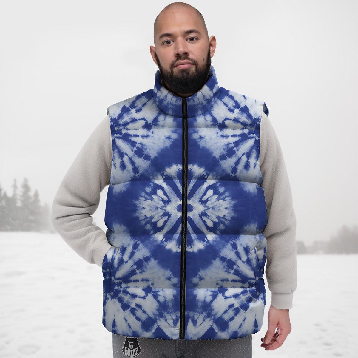 Shibori Blue Print Down Vest